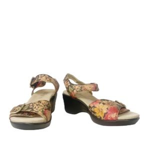 • Alegria by PG Lite Floral Ankle Strap Wedge Sandal •